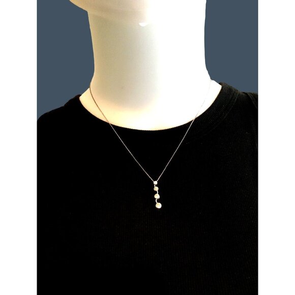 BEAUTIFUL WOMENS SILVER 3- STONE PENDANT NECKLACE - Picture 1 of 5